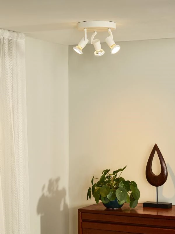 Lucide JASTER-LED - Plafondspot - Ø 20 cm - LED - GU10 - 3x5W 2700K - Wit - sfeer 1